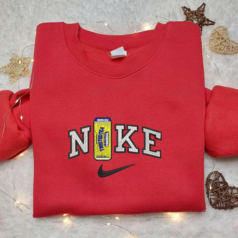 Twisted Tea Can x Nike Embroidered Shirt Favorite Food And Drink Embroidered Hoodie Nike Inspired Embroidered Sweatshirt