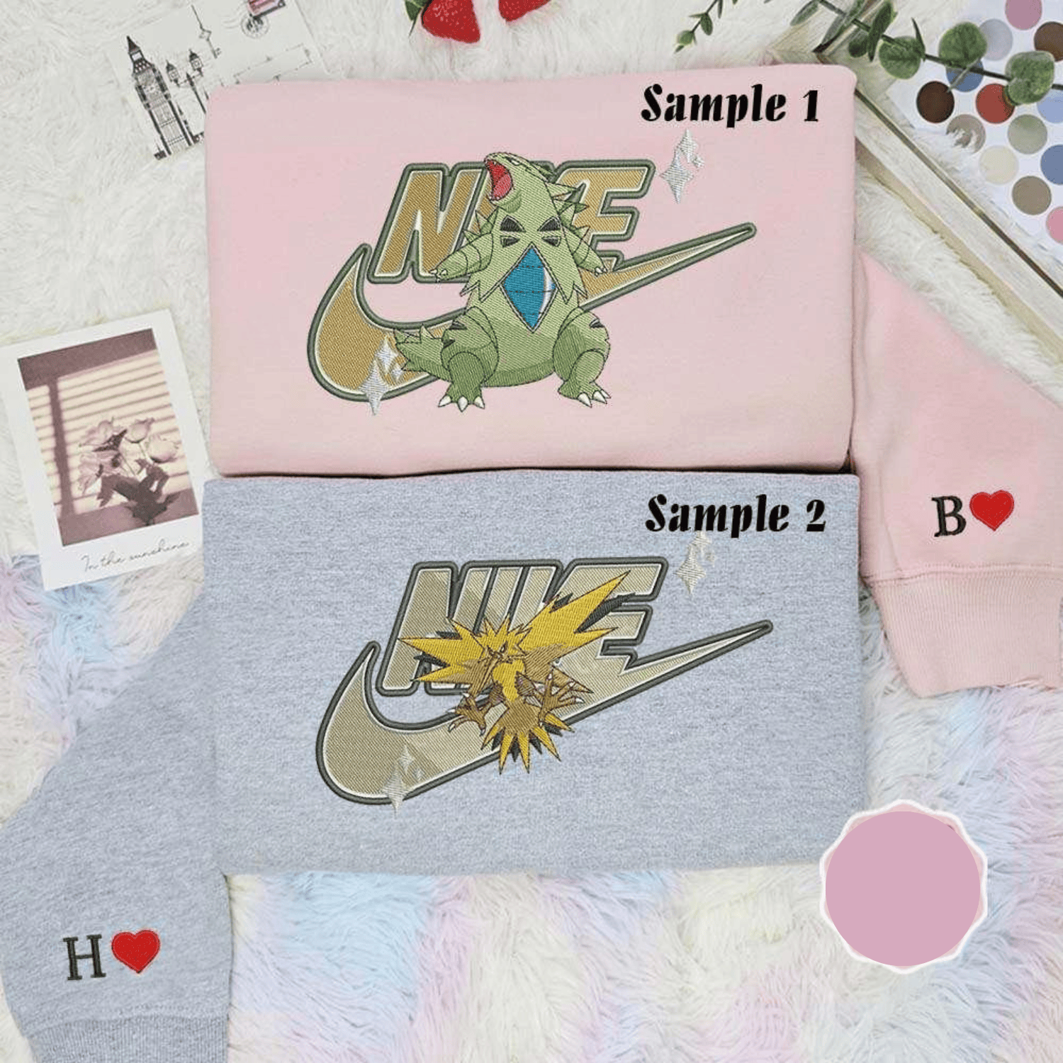 Tyranitar And Zepdos Pokemon Anime Embroidered Couples Shirts, Best Gift for Anime Fans