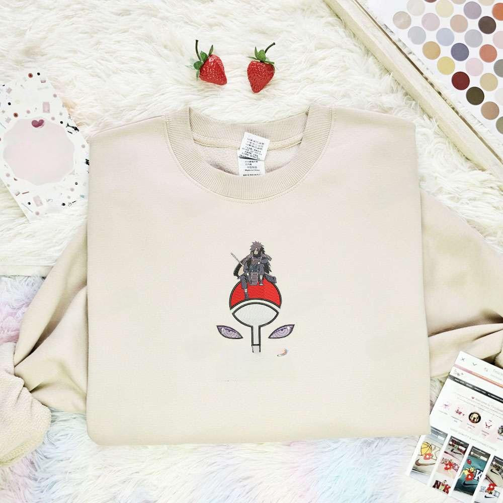 Uchiha Madara Naruto Anime Embroidered Shirt , Anime Embroidered T-shirt Sweatshirt Hoodie, Inspired Anime Movie, Best Gift for Anime Fans