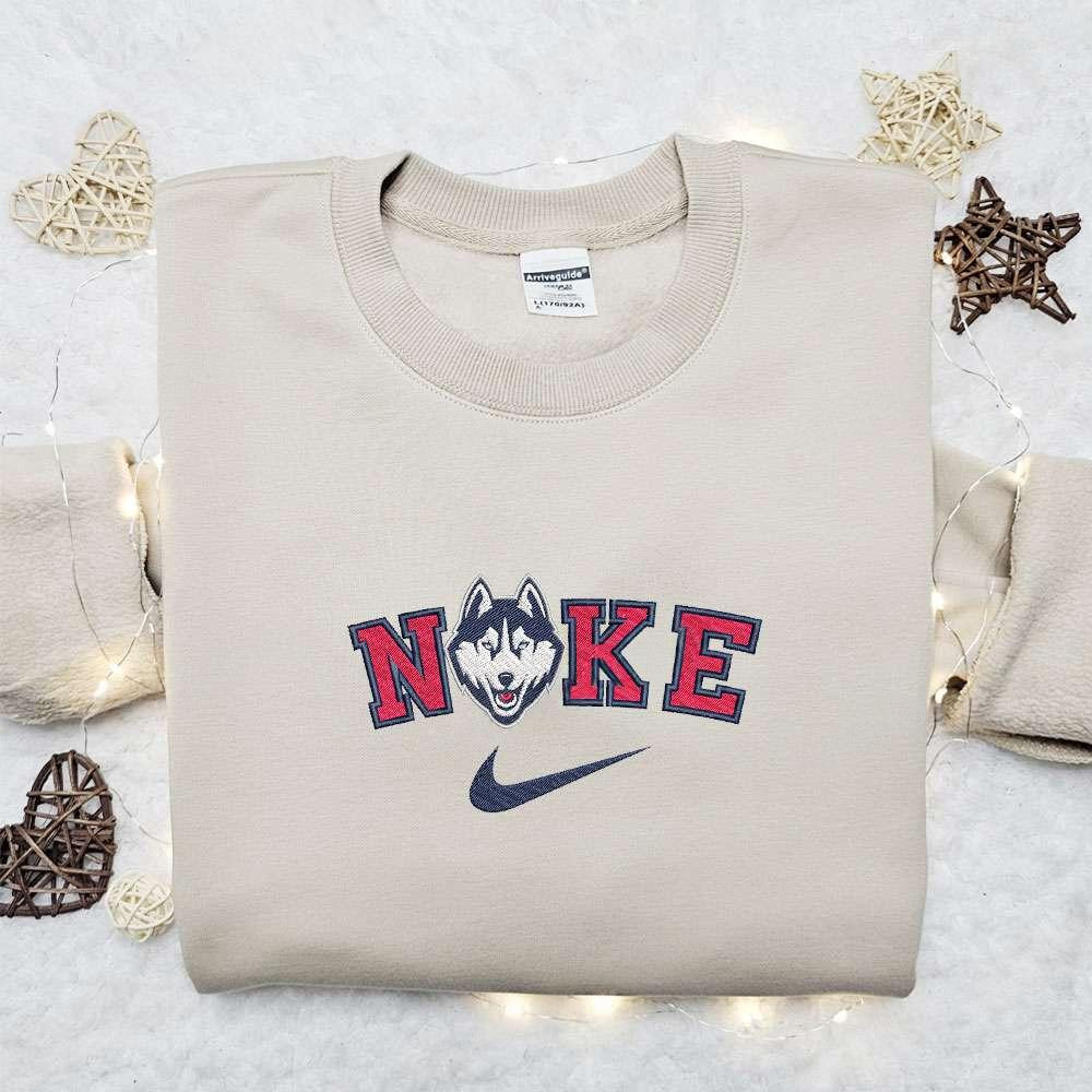 UConn Huskies x Nike Embroidered Shirt NCAA Sports Embroidered Hoodie Best Gift Idea