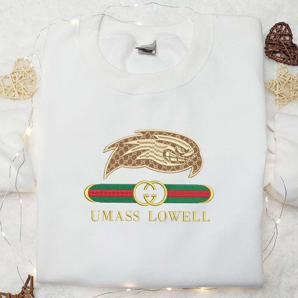 UMass Lowell River Hawks x Gucci Embroidered Shirt NCAA Sports Embroidered Hoodie Best Gift Idea