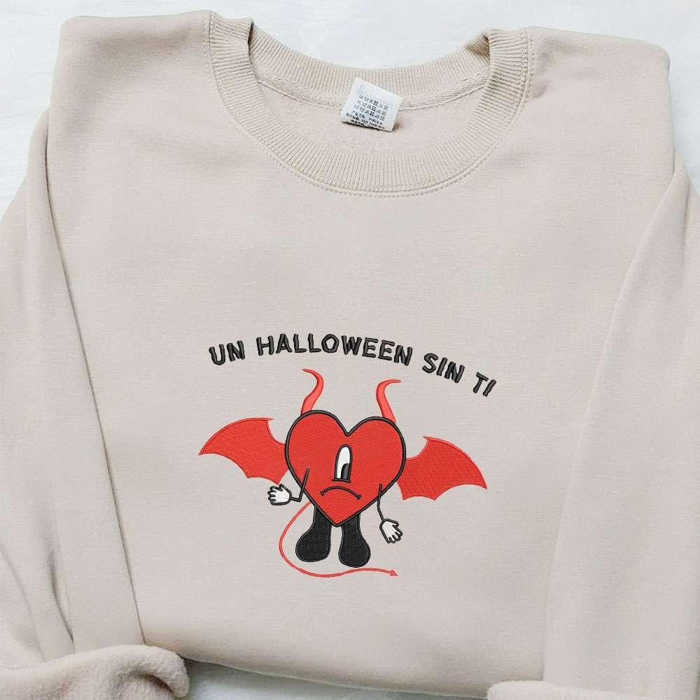 Un Halloween Sin Ti Bad Bunny Embroidered Sweatshirt Celebrity Embroidered Hoodie Best Halloween Gift Ideas