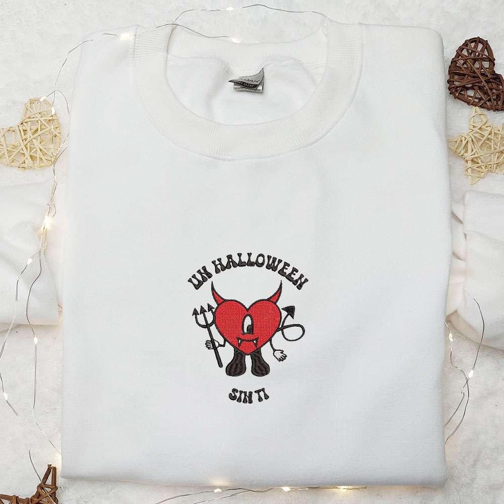 Un Halloween Sin Ti Bad Bunny Embroidered Sweatshirt Halloween Embroidered Hoodie Best Halloween Gifts Ideas