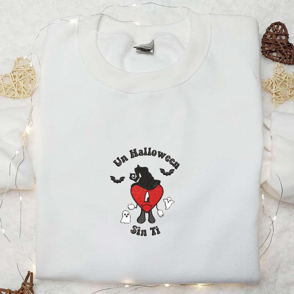 Un Halloween Sin Ti Bad Bunny Halloween Embroidered Sweatshirt Halloween Embroidered Hoodie Best Gifts for Family
