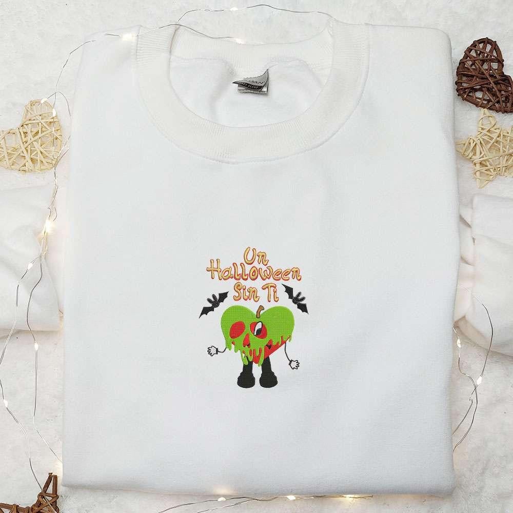 Un Halloween Sin Ti Bad Bunny Poison Apple Embroidered Shirt Celebrity Embroidered Hoodie Best Halloween Gift Ideas