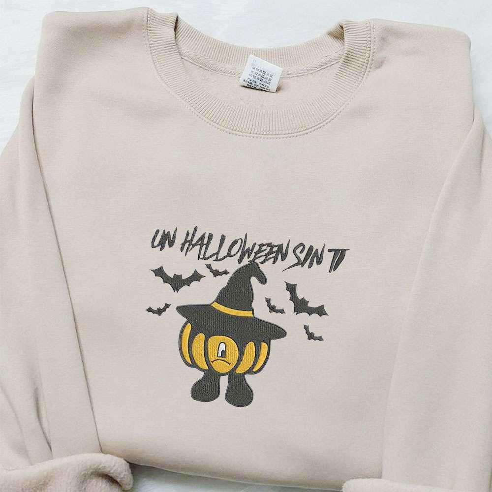 Un Halloween Sin Ti Bad Bunny Witch Pumpkin Embroidered Shirt Celebrity Embroidered Hoodie Best Halloween Gift Ideas