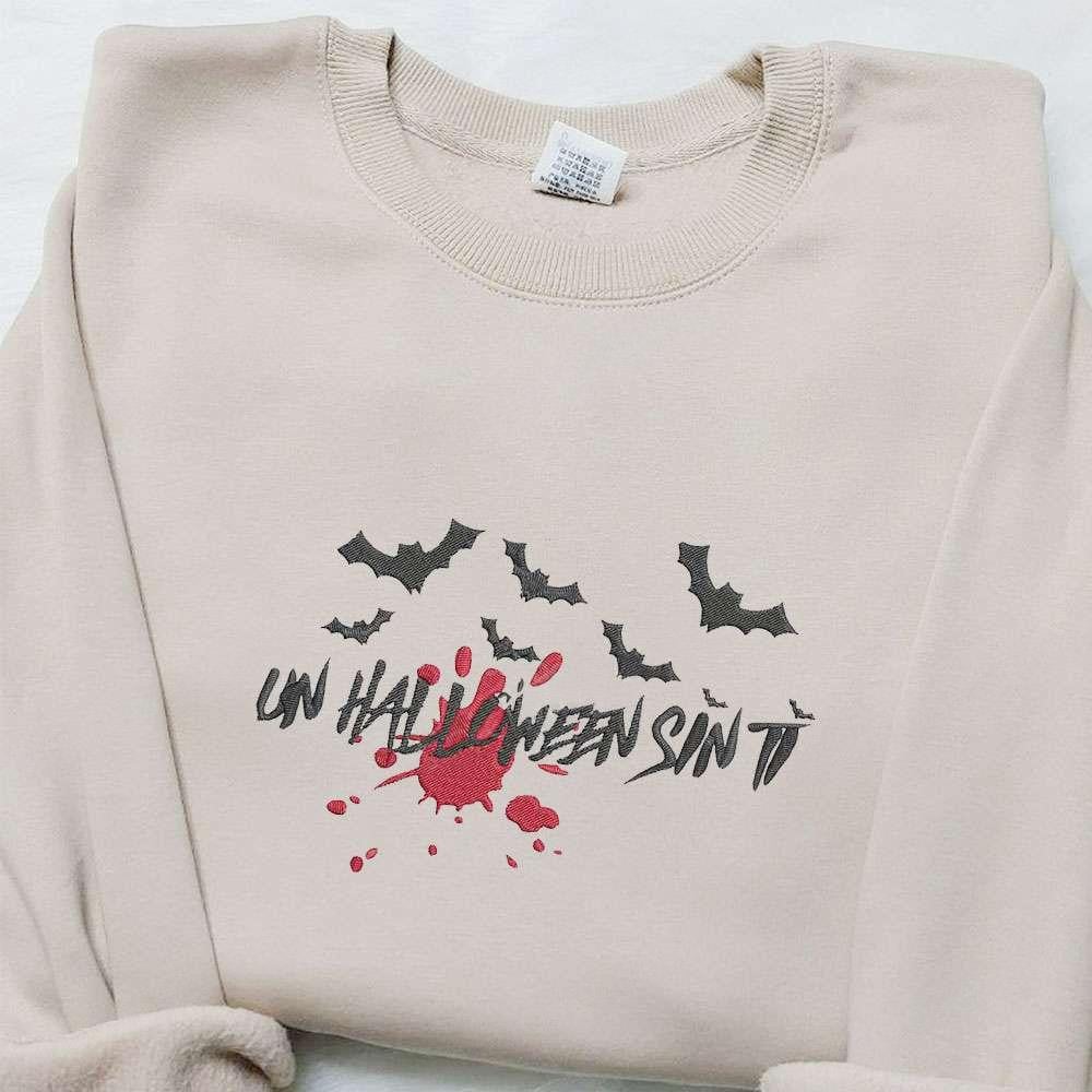 Un Halloween Sin Ti Bloody Bad Bunny Bats Embroidered Shirt Celebrity Embroidered Hoodie Best Halloween Gift Ideas