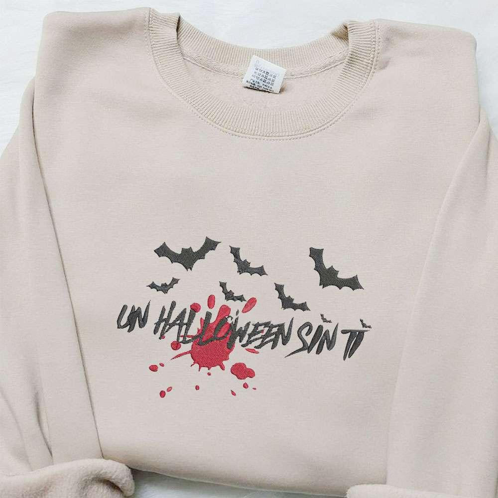 Un Halloween Sin Ti Bloody Bad Bunny Bats Embroidered Shirt Celebrity Embroidered Hoodie Best Halloween Gift Ideas