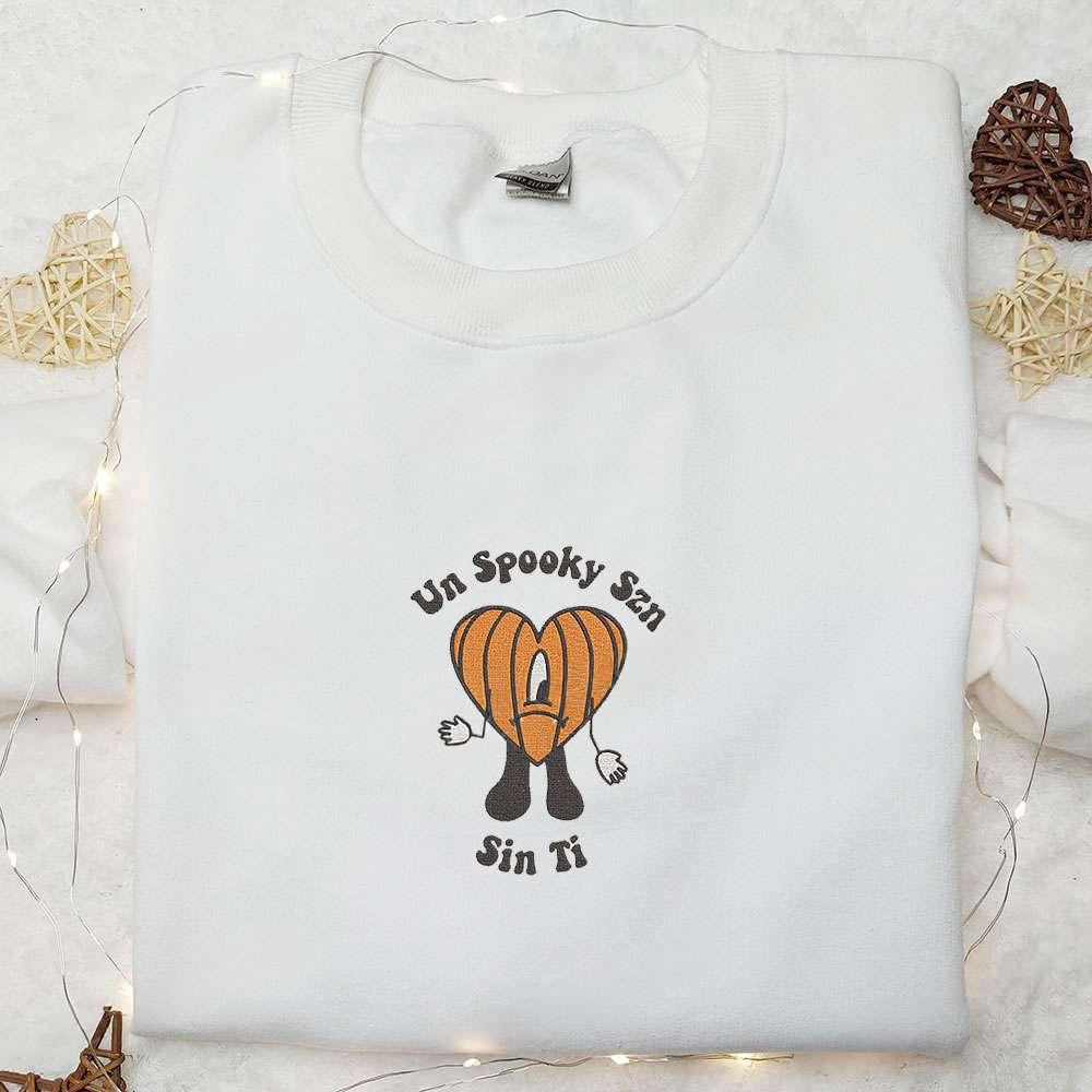 Un Spooky Szn Bad Bunny Pumpkin Embroidered Sweatshirt Halloween Embroidered Hoodie Best Gifts for Family