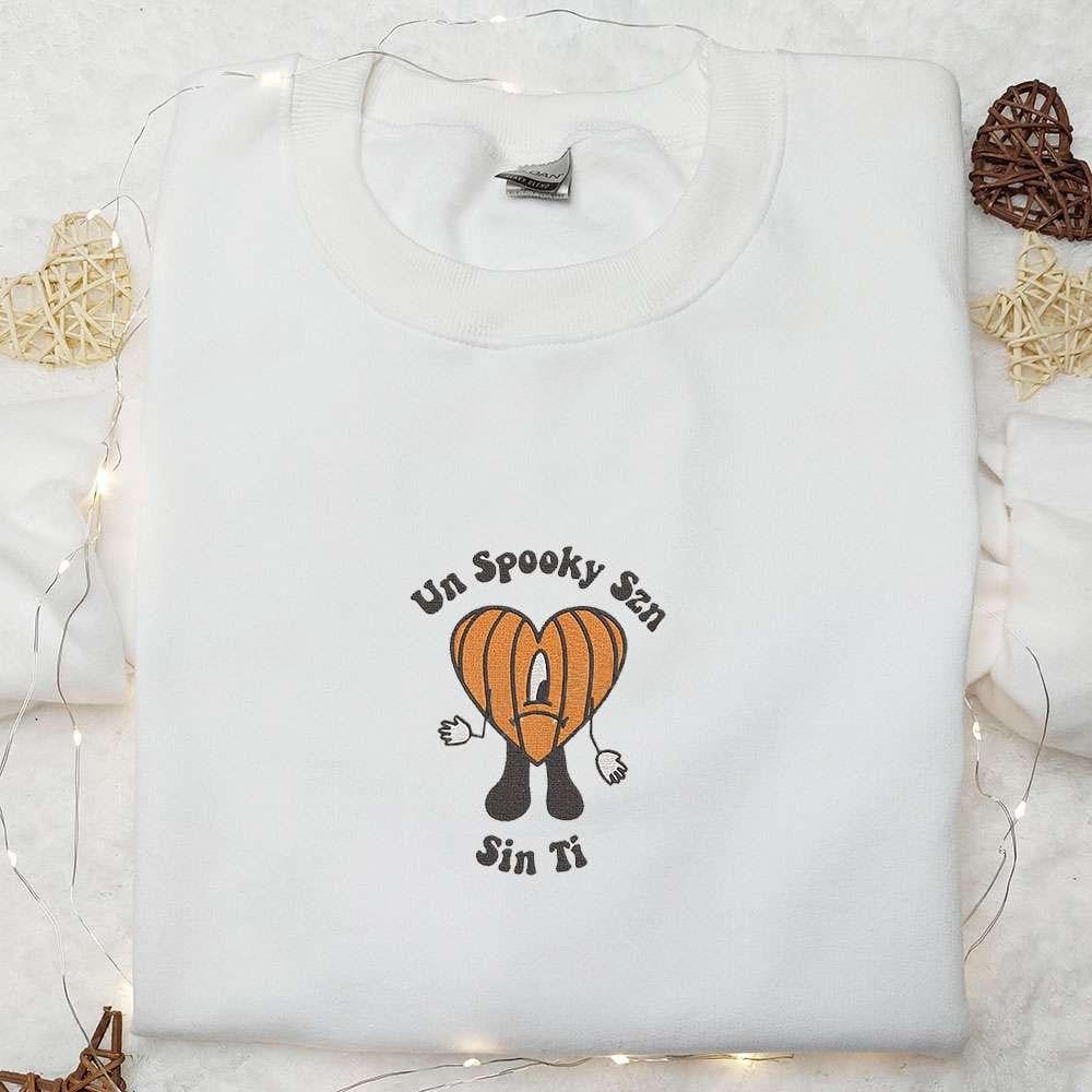 Un Spooky Szn Bad Bunny Pumpkin Embroidered Sweatshirt Halloween Embroidered Hoodie Best Gifts for Family