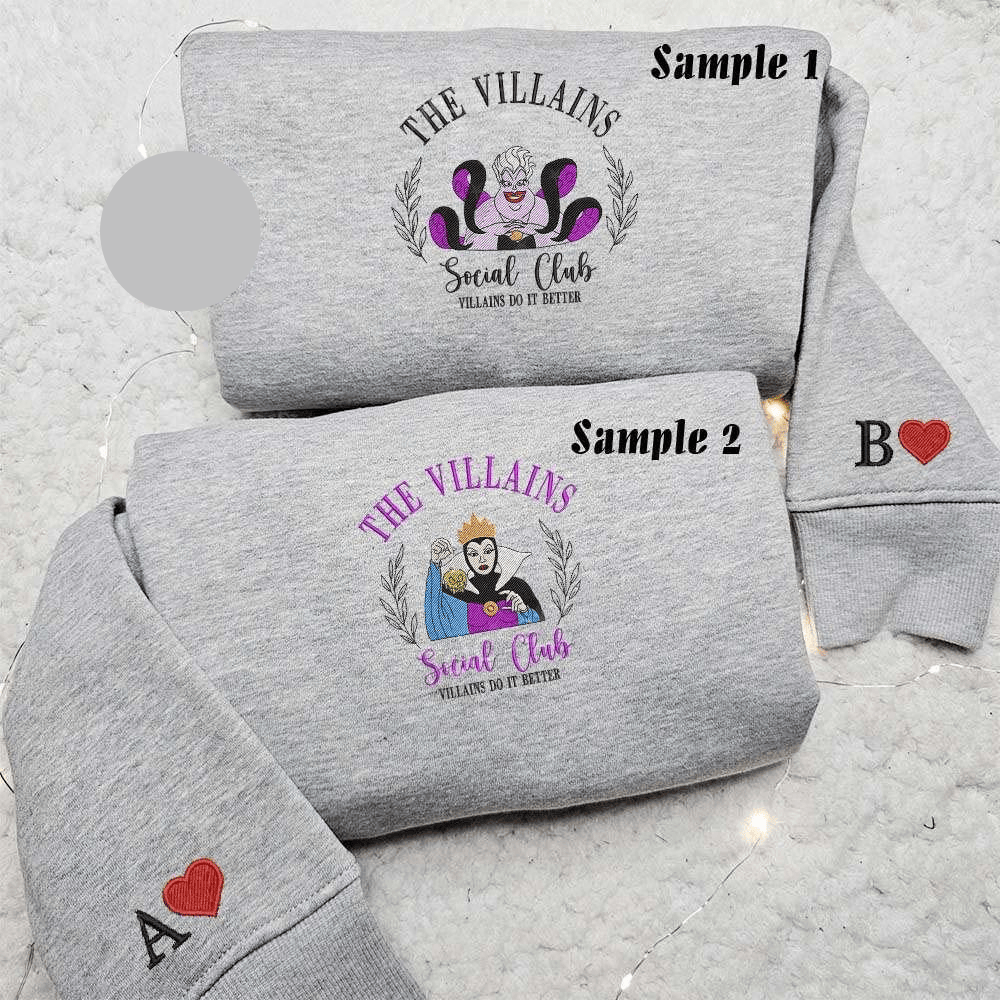 Ursula And Evil Queen Disney Villains Social Club Embroidered Couples Shirts
