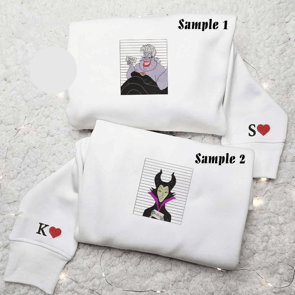Ursula And Maleficent Wanted Criminals Embroidered Couples Shirts