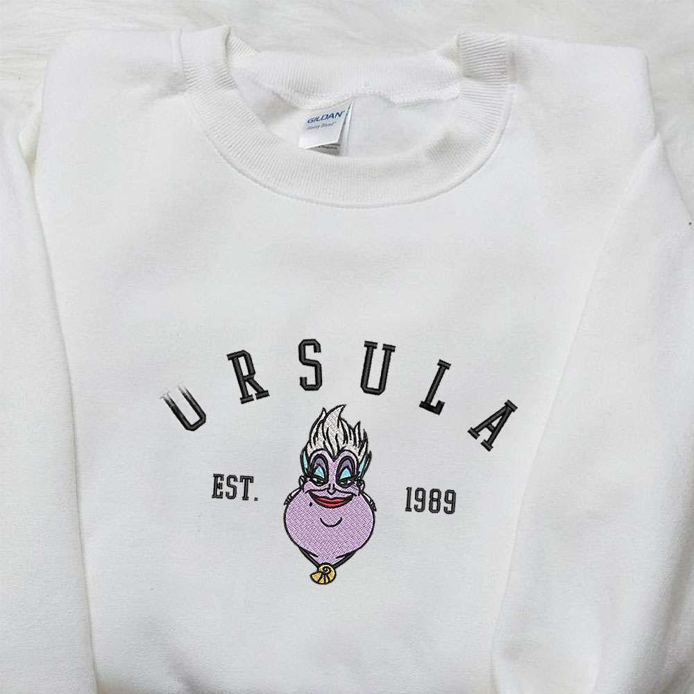 Ursula Est 989 Embroidered Sweatshirt Disney Characters Embroidered Hoodie Best Halloween Gift Ideas