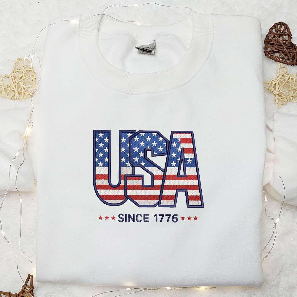 USA Since 1776 Embroidered Shirt National Day Gifts