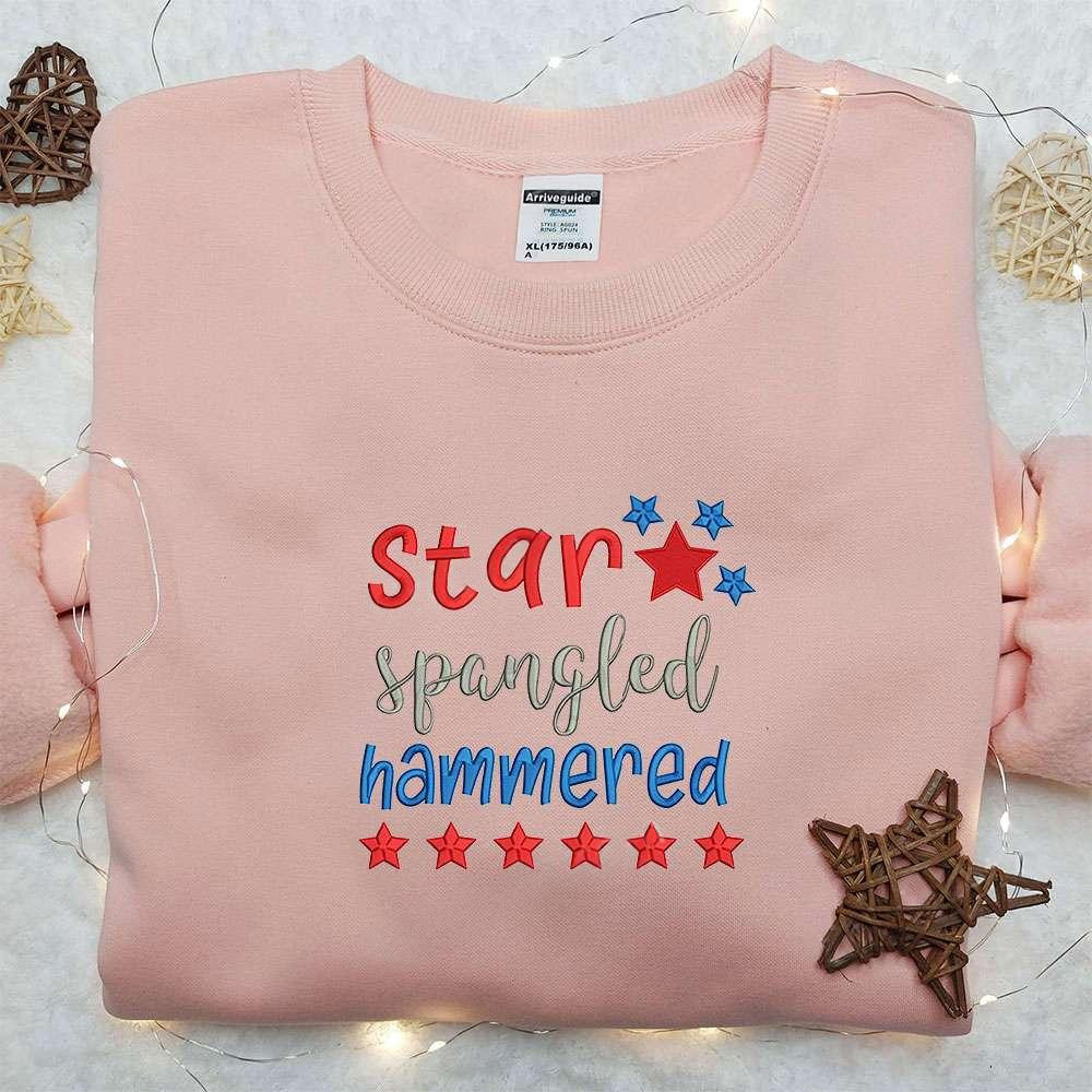 USA Stars Spangled Hammered Embroidered Shirt Best Patriotic Shirts National Day Gifts