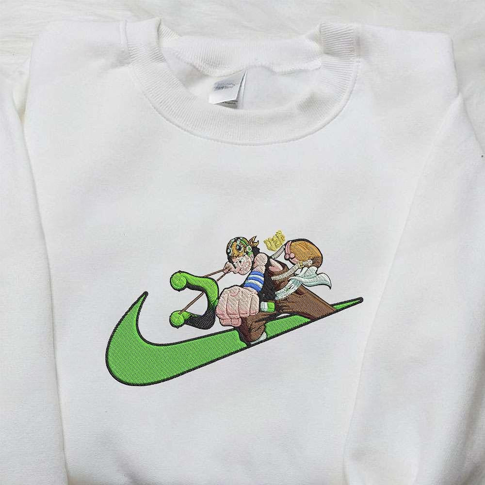 Usopp X Nike Swoosh Anime , Anime Embroidered T-shirt Sweatshirt Hoodie, Inspired Anime Movie, Best Gift for Anime Fans