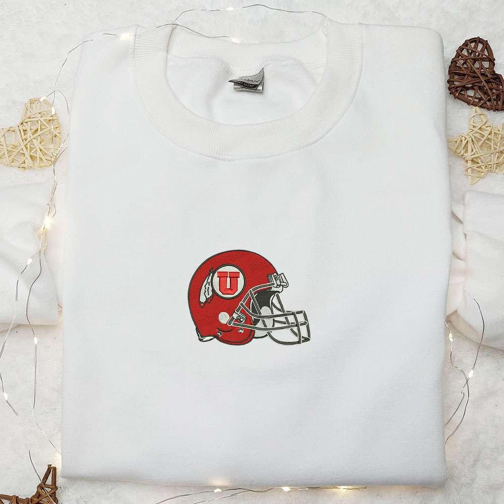 Utah Utes Helmet Embroidered Shirt NCAA Sports Embroidered Shirt Best Gift Idea