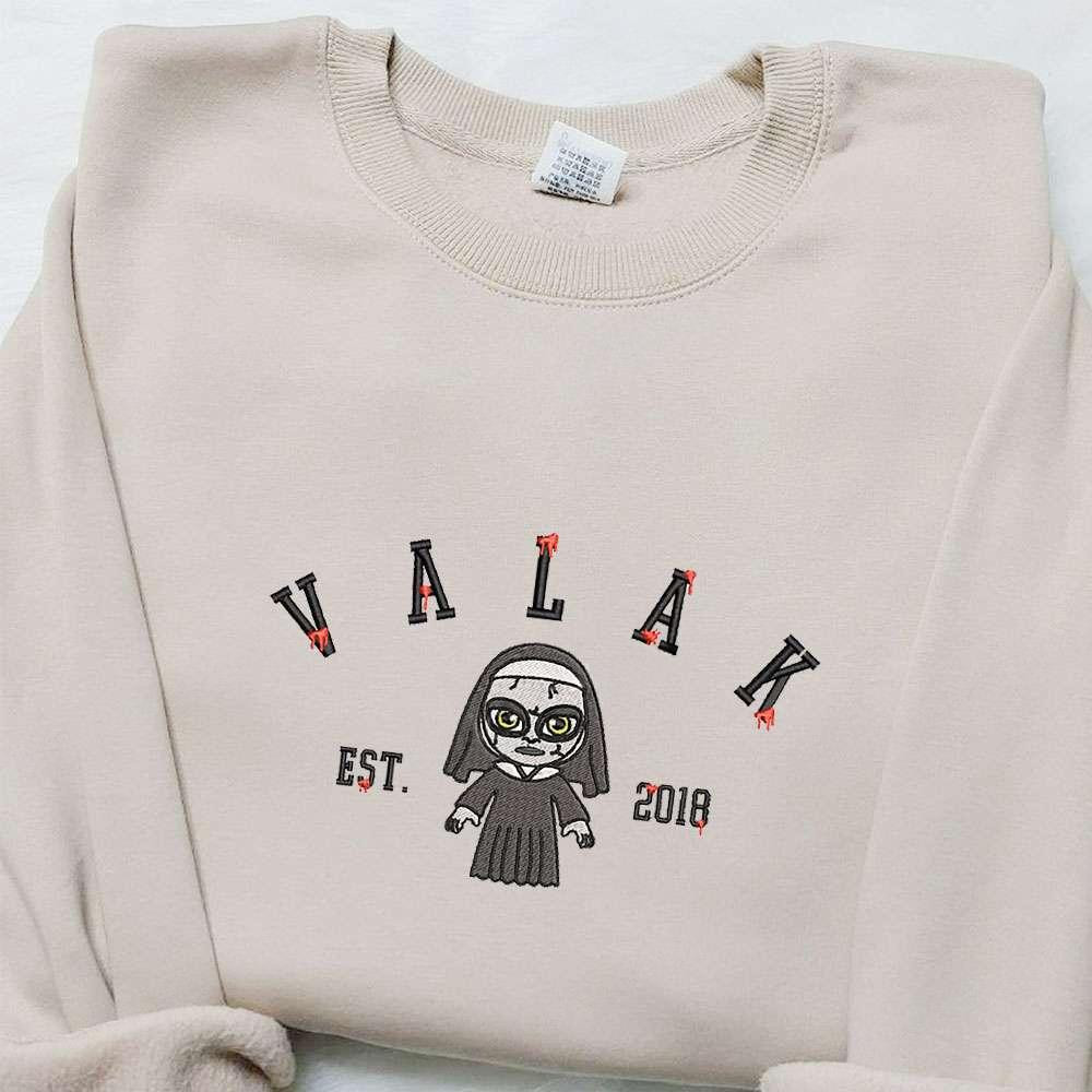Valak Est 08 Embroidered Sweatshirt Horror Movie Embroidered Hoodie Best Halloween Gift Ideas