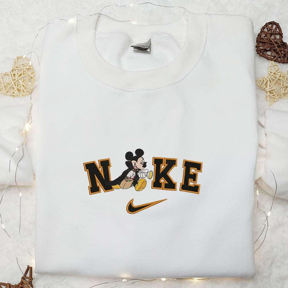 Vampire Costume Halloween Masquerade Mickey Mouse x Nike Embroidered Shirt Trick or Treat Embroidered Sweatshirt Cute Halloween Embroidered Hoodie