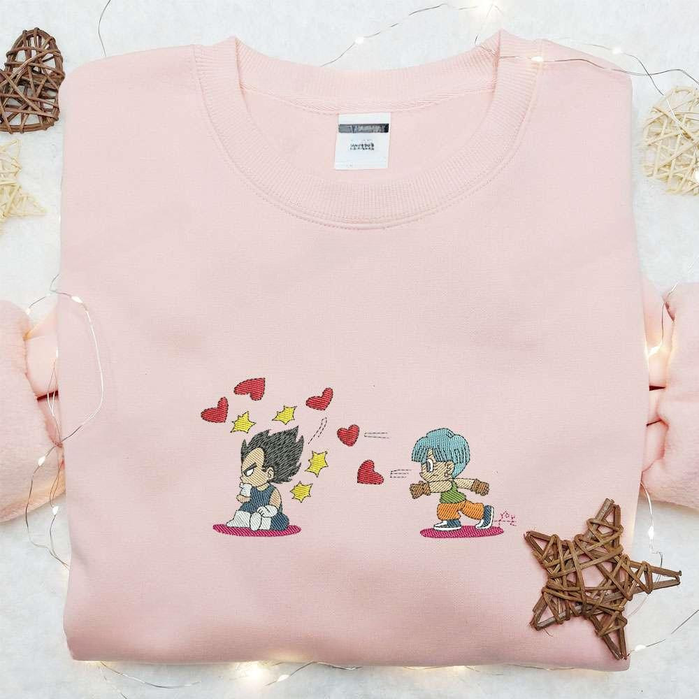Vegeta And Bulma Hearts Embroidered Shirt Dragon Ball Anime Embroidered Hoodie , Anime Embroidered T-shirt Sweatshirt Hoodie, Inspired Anime Movie, Best Gift for Anime Fans