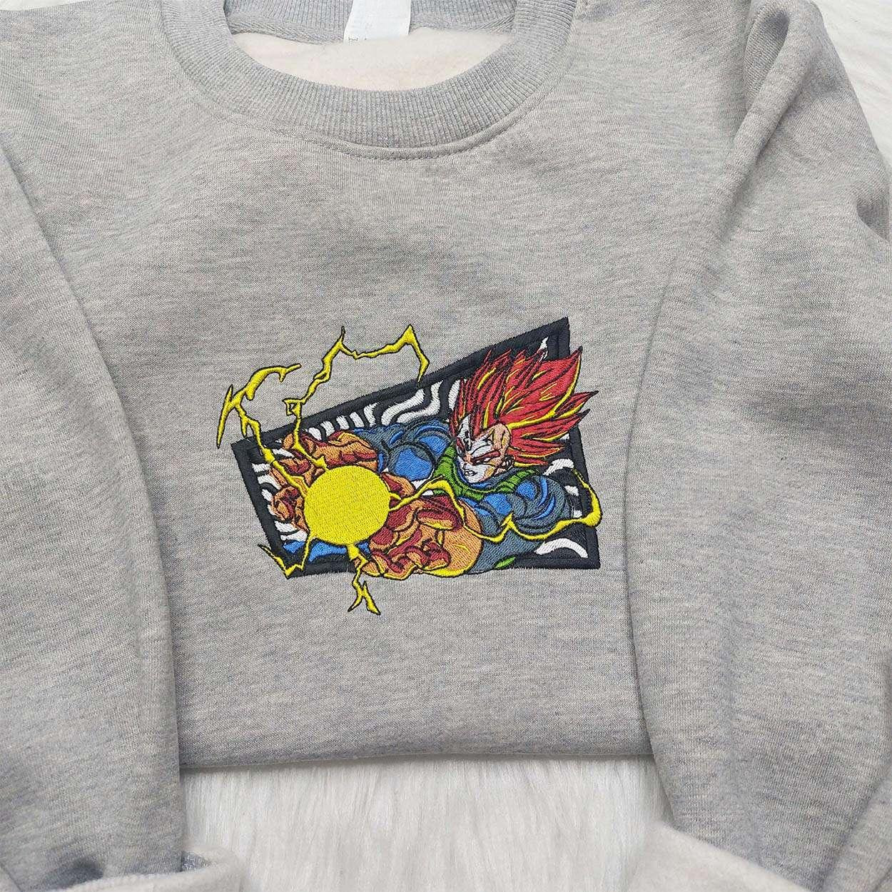 Vegeta Super Saiyan Blue Embroidered Shirt, Dragon Ball , Anime Embroidered T-shirt Sweatshirt Hoodie, Inspired Anime Movie, Best Gift for Anime Fans