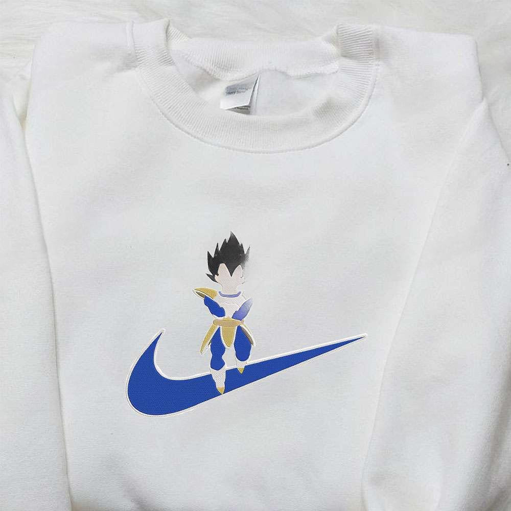 Vegeta X Nike Swoosh Anime , Anime Embroidered T-shirt Sweatshirt Hoodie, Inspired Anime Movie, Best Gift for Anime Fans