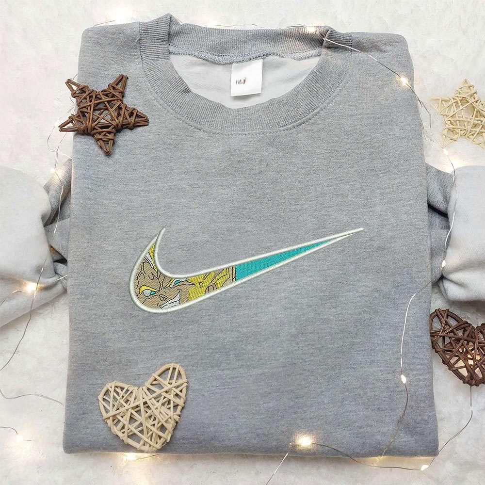 Vegeta X Nike Swoosh Anime , Anime Embroidered T-shirt Sweatshirt Hoodie, Inspired Anime Movie, Best Gift for Anime Fans