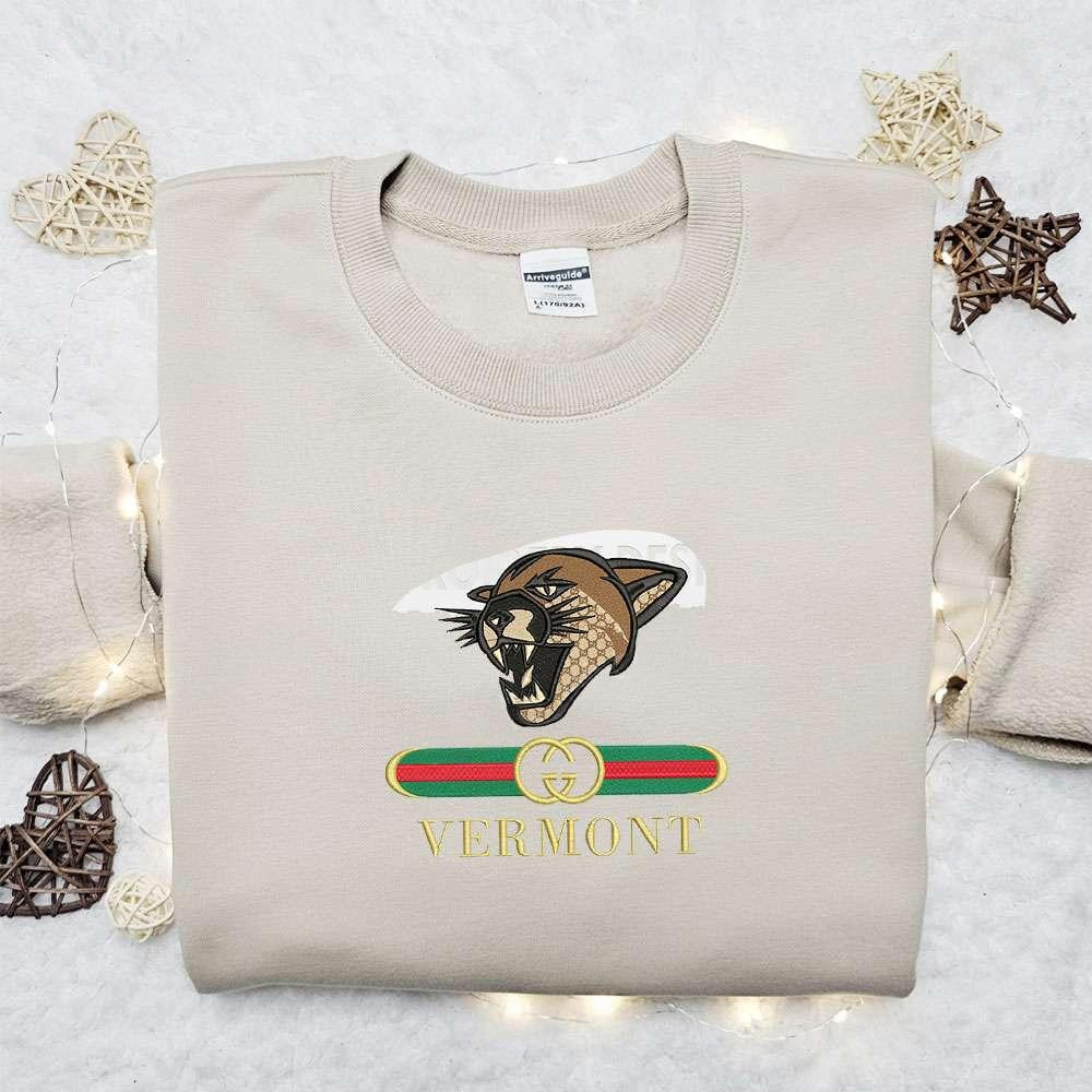 Vermont Catamounts x Gucci Embroidered Shirt NCAA Sports Embroidered Hoodie Best Gift Idea