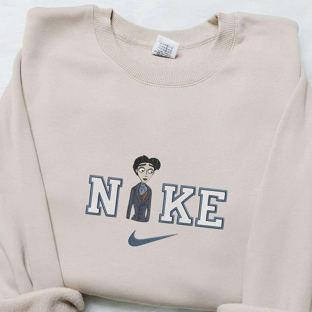 Victor x Nike Embroidered Shirt Corpse Bride Cartoon Embroidered Hoodie Nike Inspired Embroidered Sweatshirt