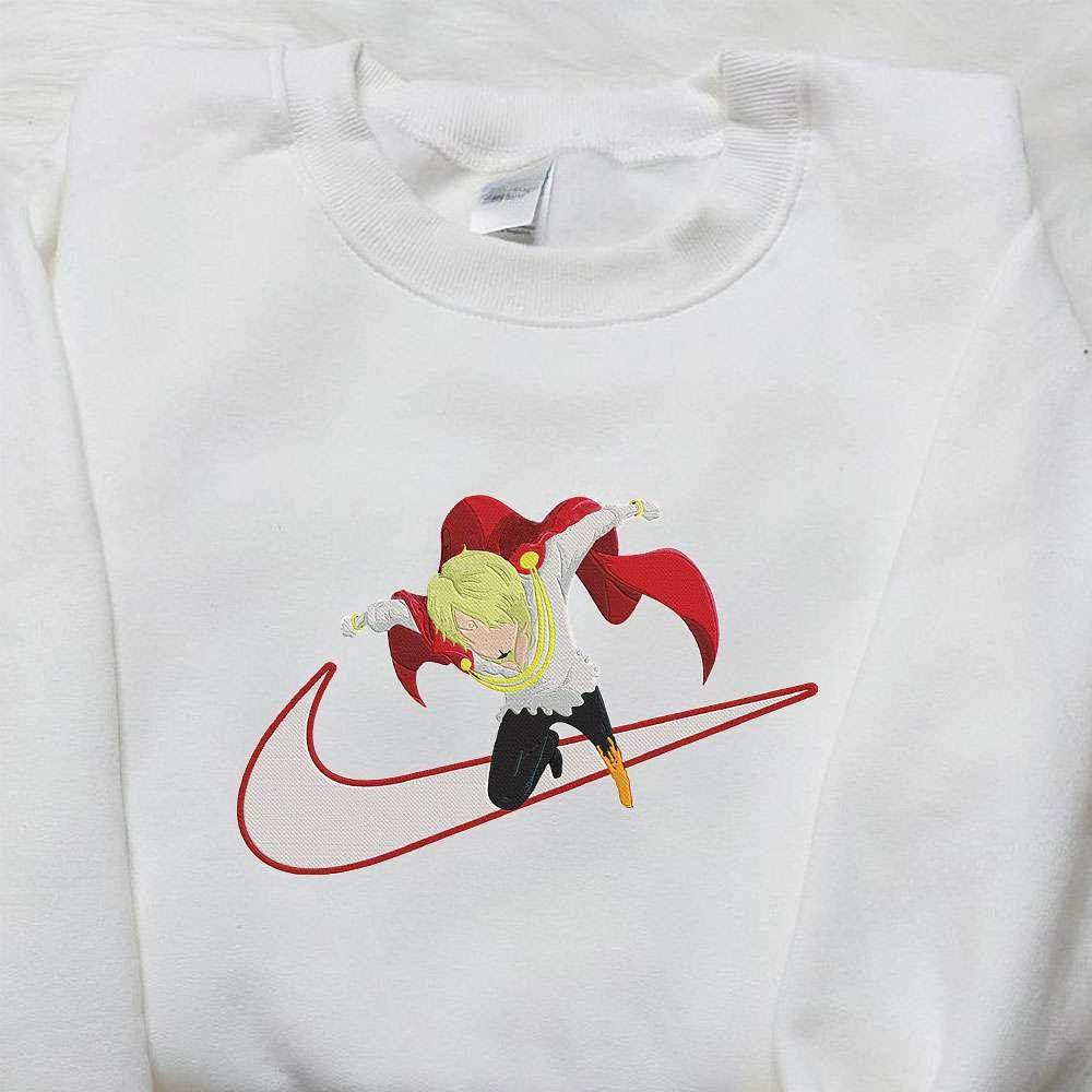 Vinsmoke Sanji X Nike Swoosh Anime , Anime Embroidered T-shirt Sweatshirt Hoodie, Inspired Anime Movie, Best Gift for Anime Fans