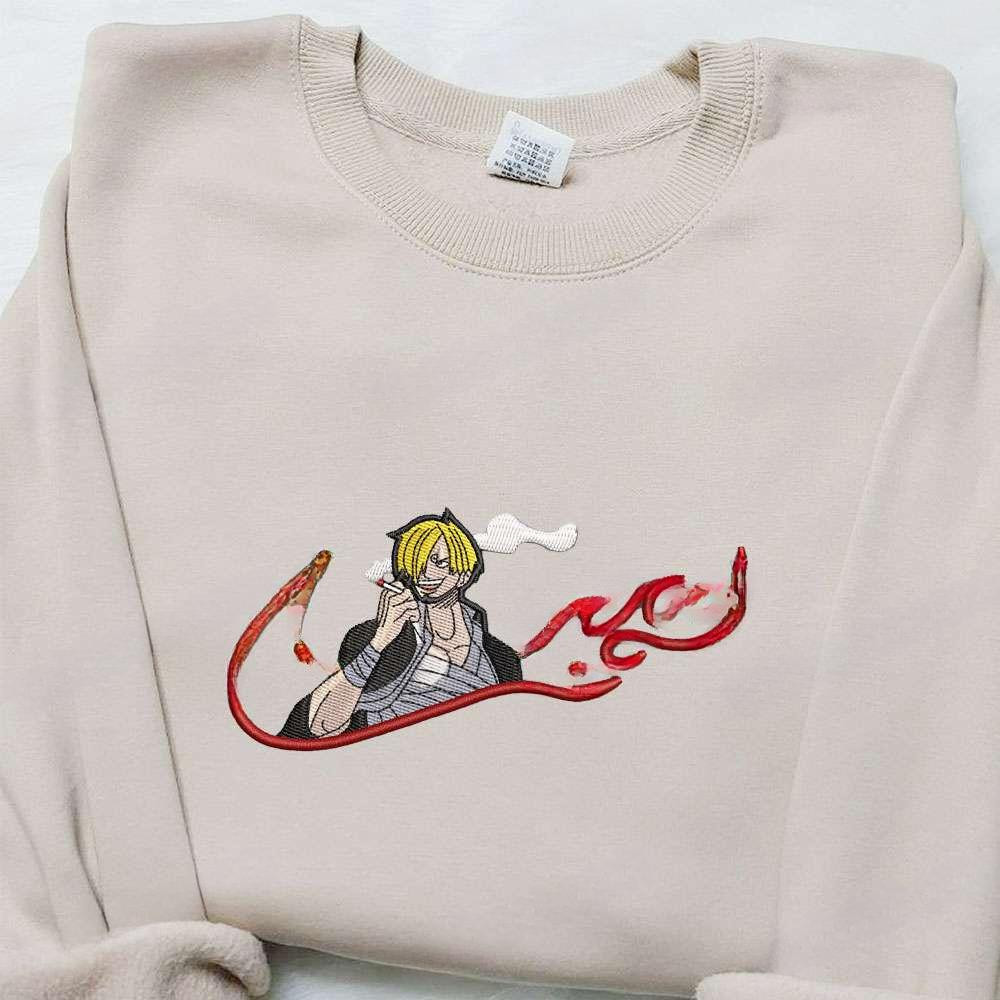 Vinsmoke Sanji X Swoosh Anime Embroidered Hoodie Cool Anime Clothing , Anime Embroidered T-shirt Sweatshirt Hoodie, Inspired Anime Movie, Best Gift for Anime Fans