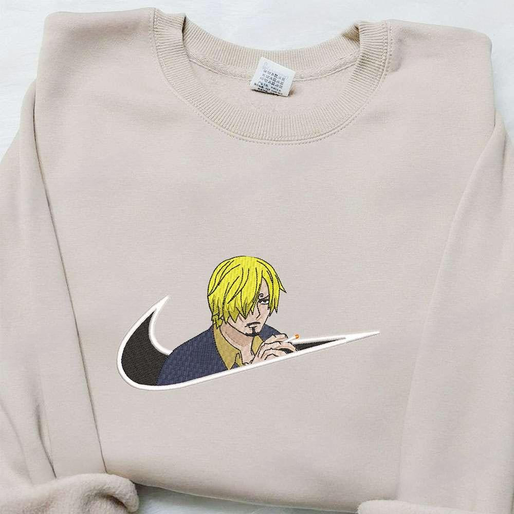 Vinsmoke Sanji X Swoosh Anime Embroidered Sweatshirt One Piece Embroidered Hoodie , Anime Embroidered T-shirt Sweatshirt Hoodie, Inspired Anime Movie, Best Gift for Anime Fans