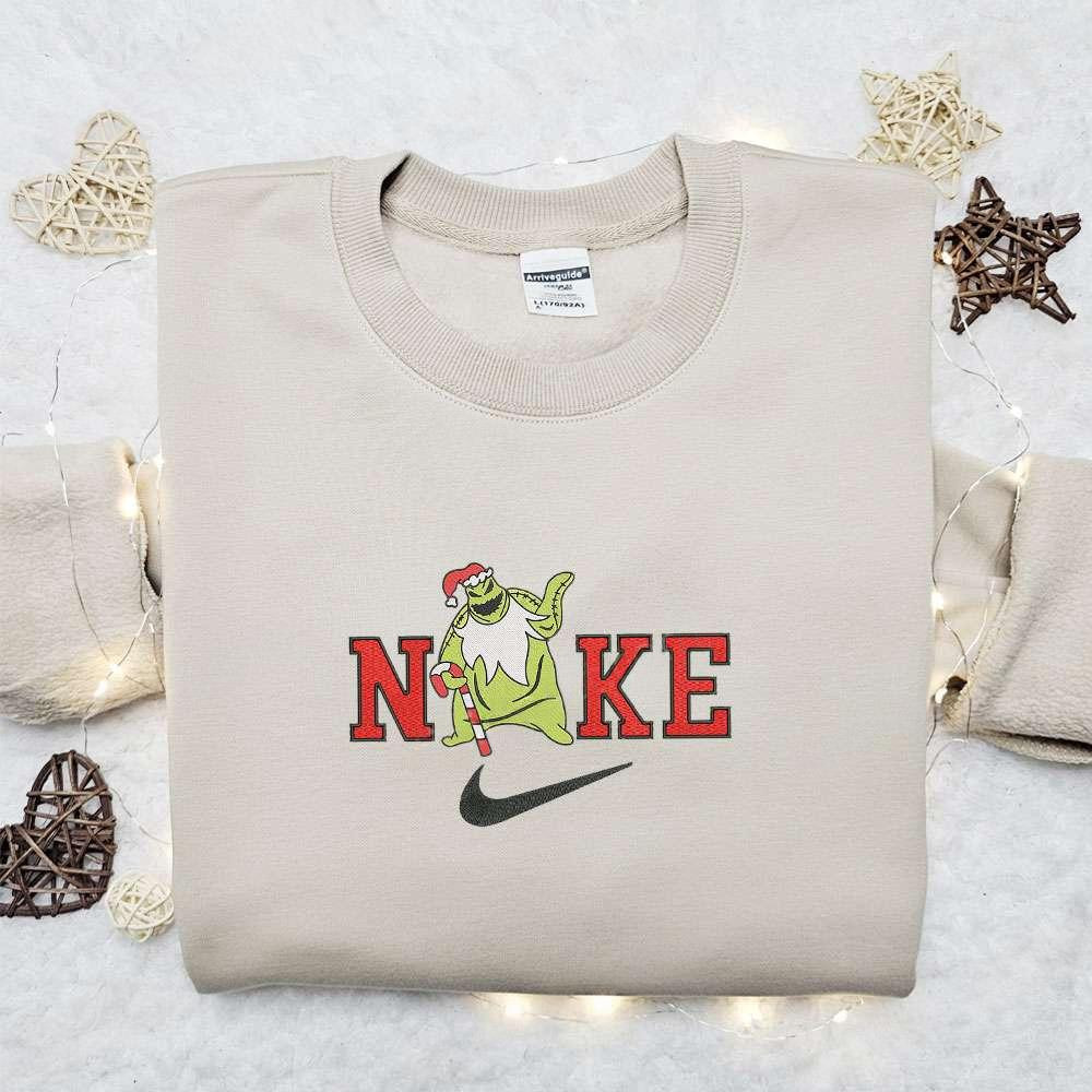 Vintage Oogie Boogie Candy Cane x Nike Christmas Embroidered Sweatshirt Disney Characters Movie Merry Christmas Embroidered Shirt Best Christmas Day Gift Ideas