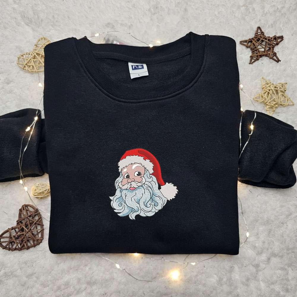 Vintage Santa Head Embroidered Shirt Retro Christmas Embroidered Hoodie Best Christmas Gifts For Family