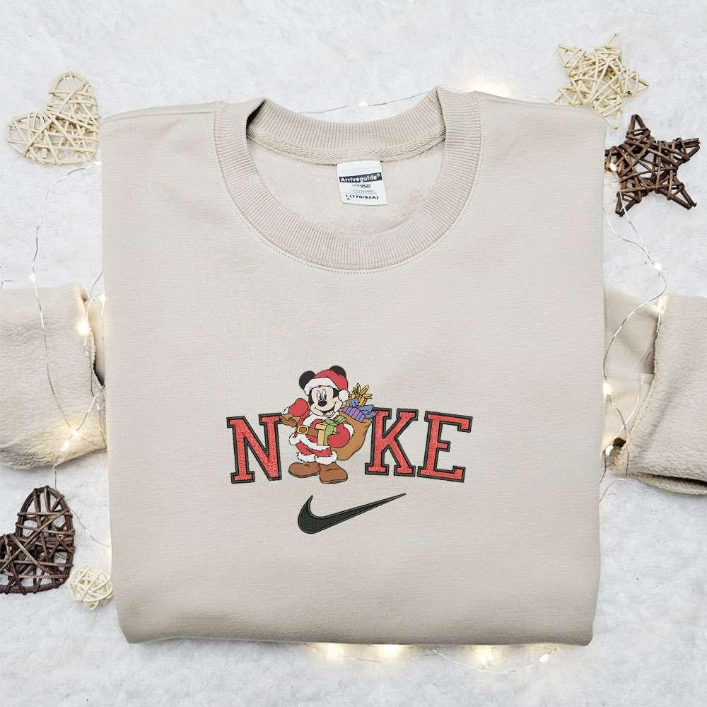 Vintage Santa Mickey Magic Castle x Nike Christmas Embroidered Sweatshirt Disney Characters Movie Merry Christmas Embroidered Shirt Best Christmas Day Gift Ideas