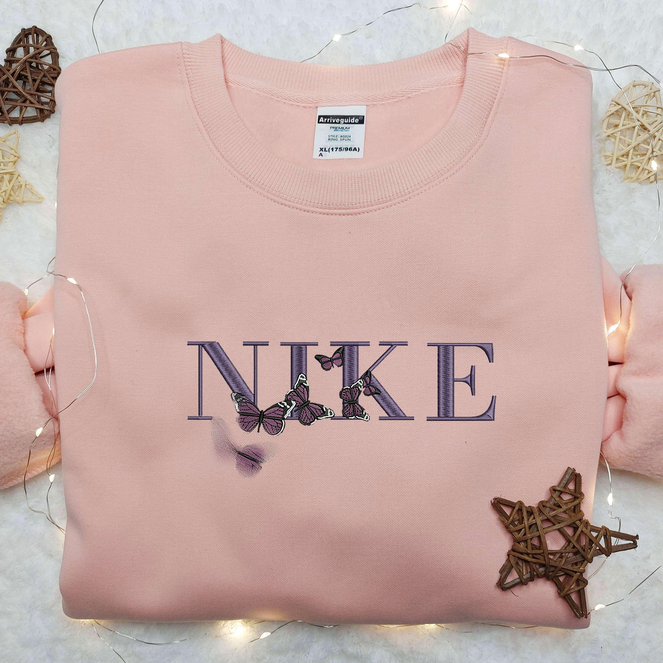 Violet Butterfly x Nike Embroidered Shirt Nike Embroidered Shirt Inspired Nike Embroidered Shirt 5