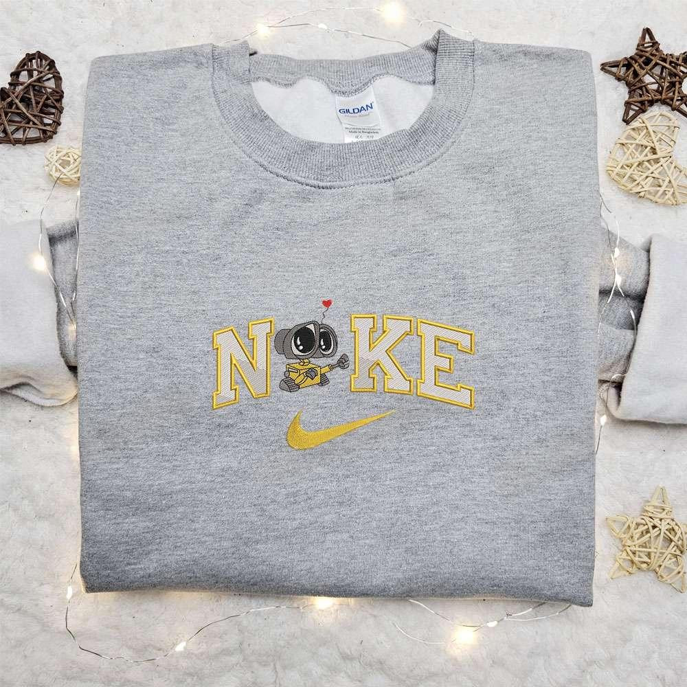 Wall E Love x Nike Cartoon Embroidered Hoodie Disney Characters Embroidered Shirt Best Gift Ideas for Family