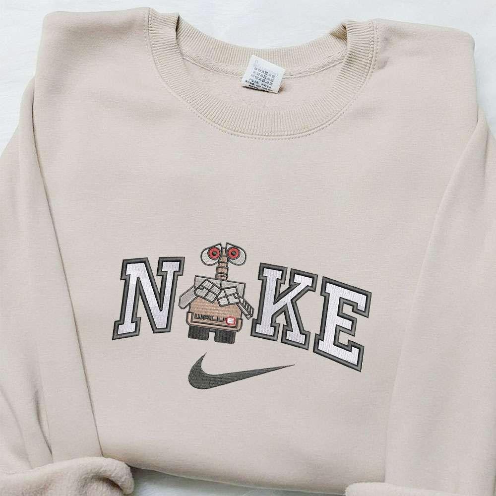 Wall E x Nike Cartoon Embroidered Sweatshirt Disney Characters Embroidered Hoodie Best Birthday Gift Ideas