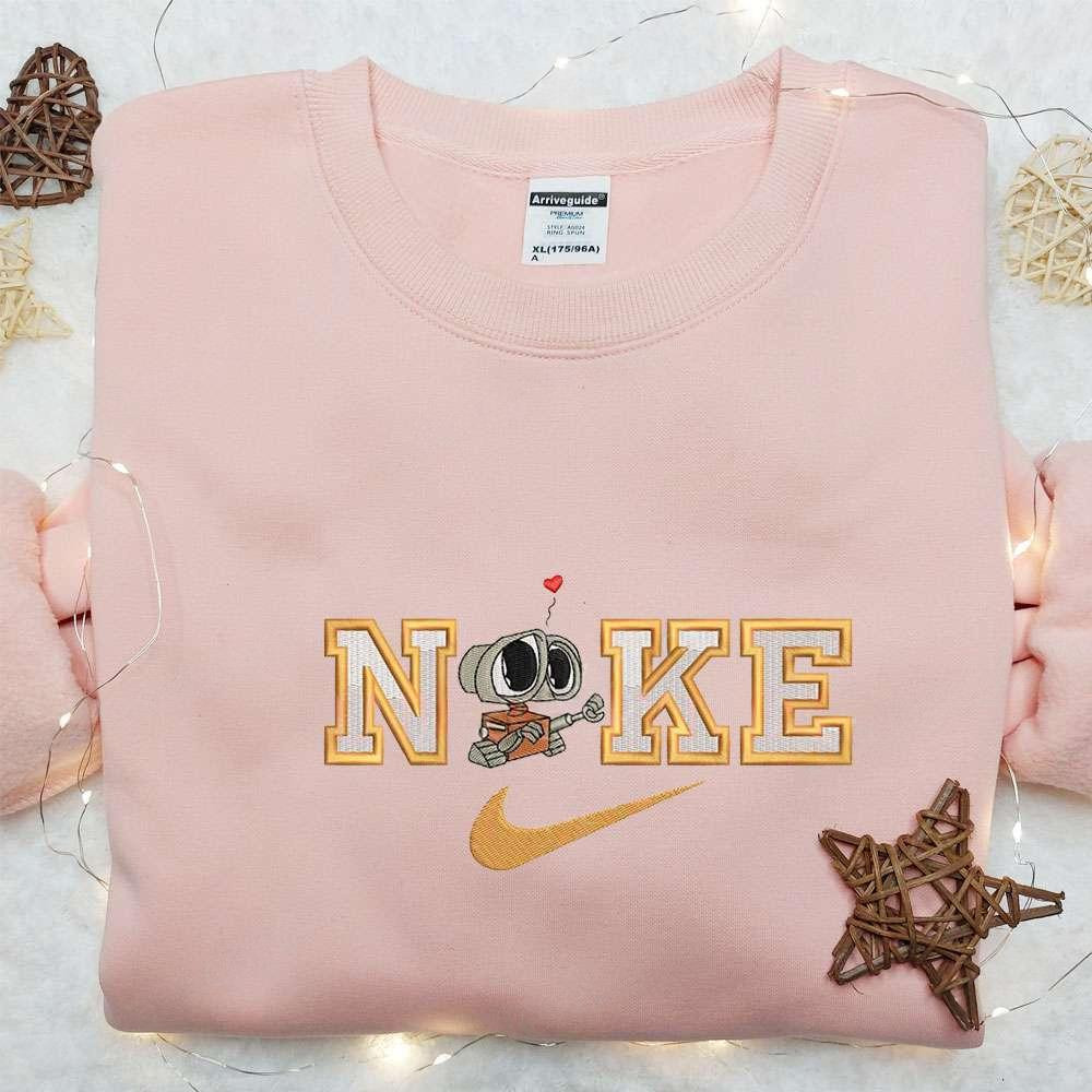Wall E x Swoosh Cartoon Embroidered Hoodie Disney Characers Embroidered Shirt Best Gift Ideas for Family