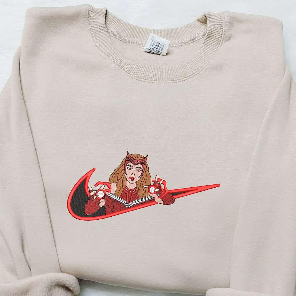 Wanda Maximoff x Swoosh Embroidered Sweatshirt Marvel Universe Embroidered Hoodie Best Birthday Gift Ideas