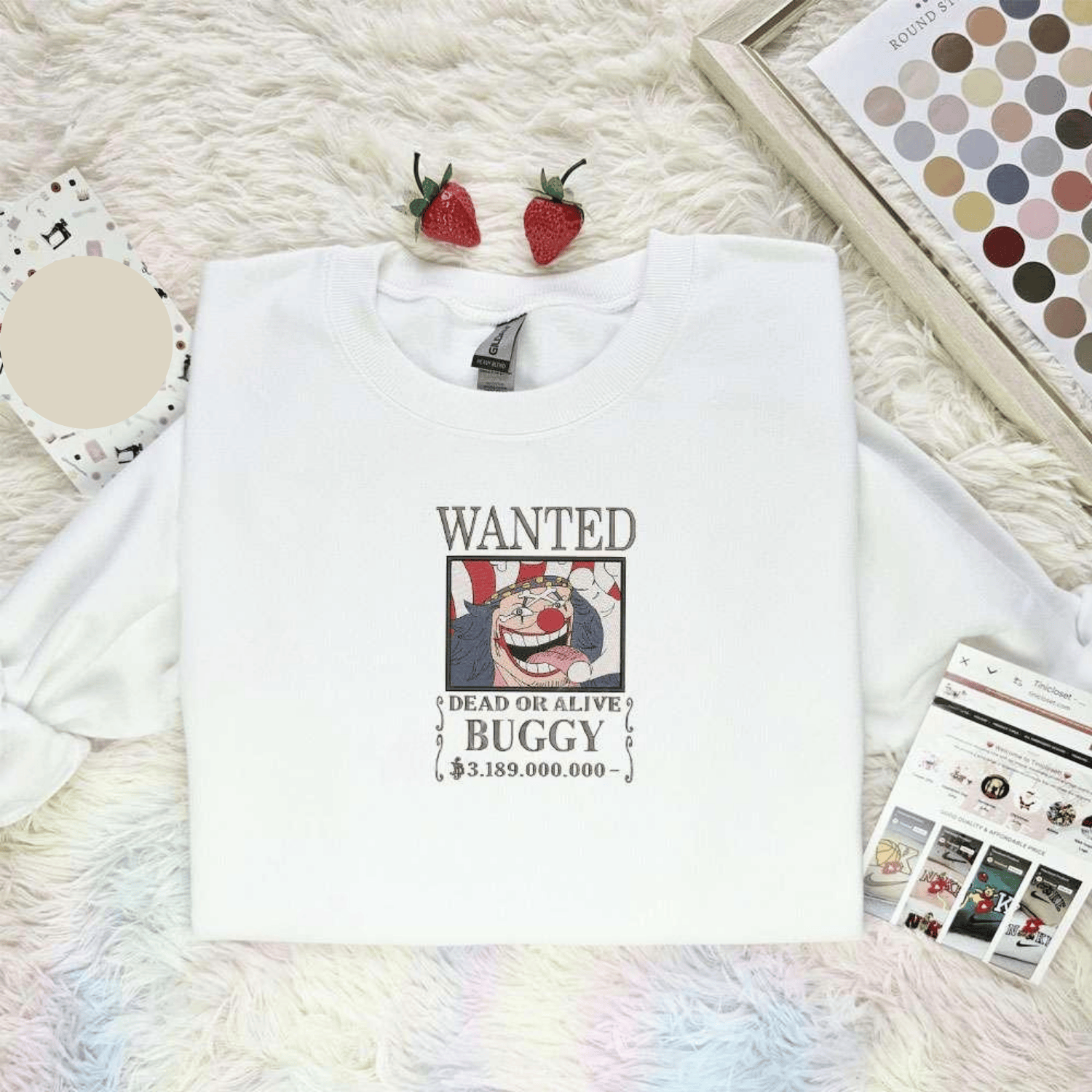Wanted Buggy One Piece Anime Embroidered Shirt, Inspired Anime Movie, Best Gift for Anime Fans