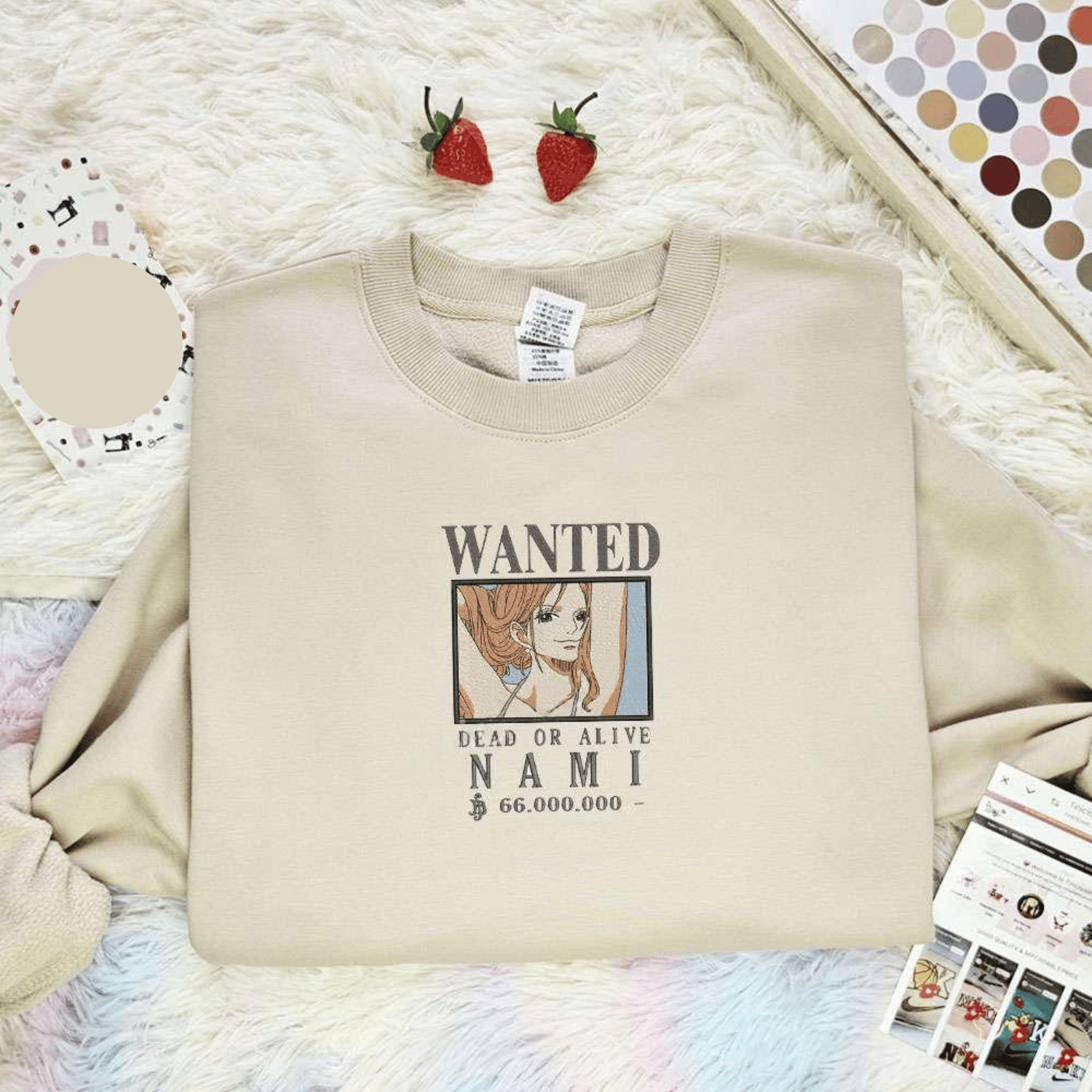 Wanted Nami One Piece Anime Embroidered Shirt, Inspired Anime Movie, Best Gift for Anime Fans