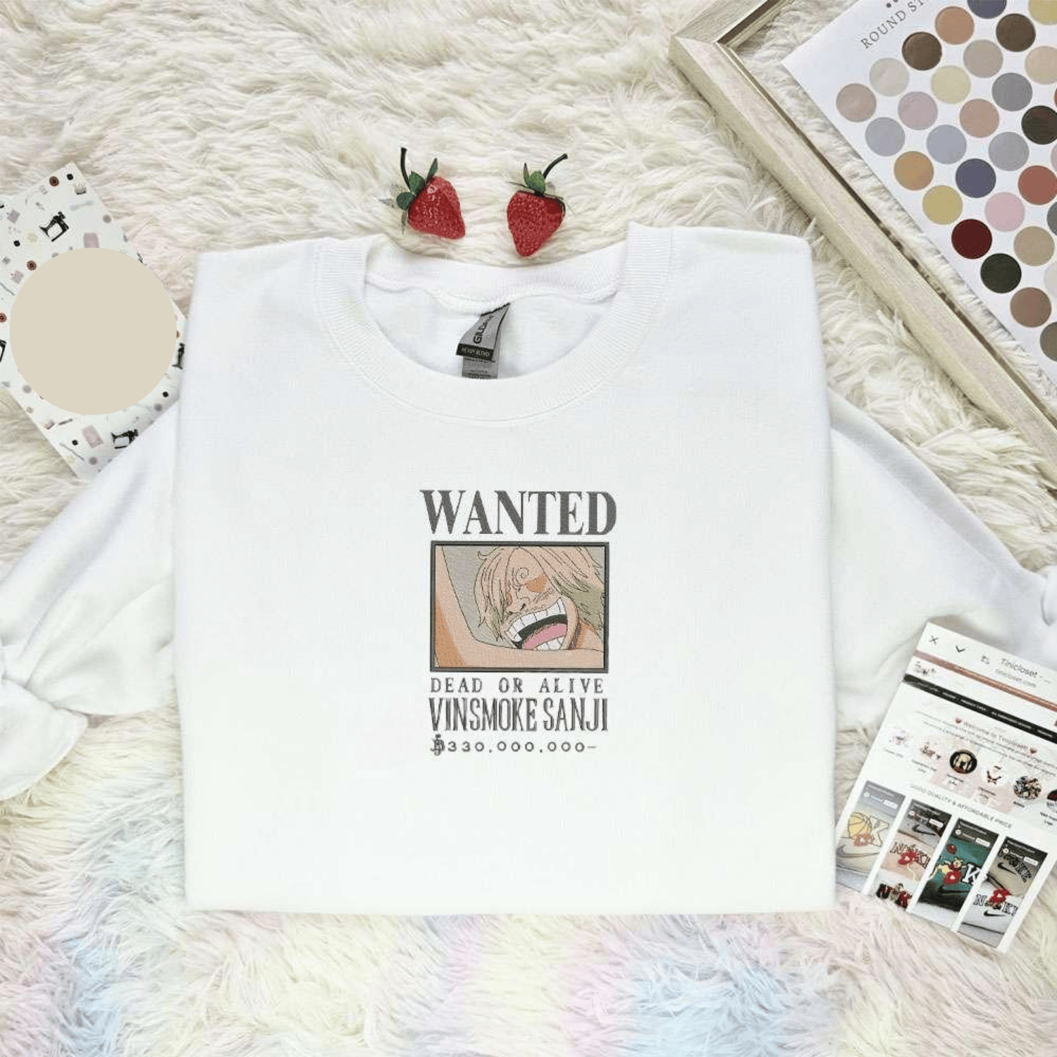 Wanted Sanji One Piece Anime Embroidered Shirt, Inspired Anime Movie, Best Gift for Anime Fans