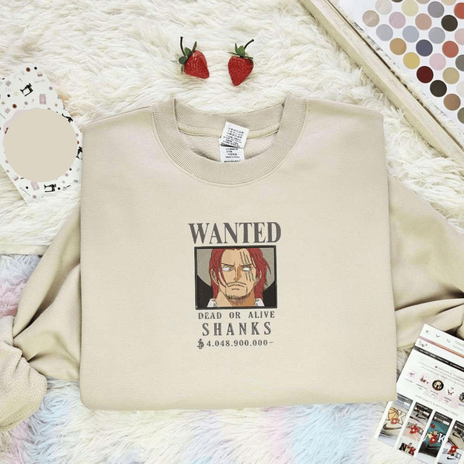Wanted Shanks One Piece Anime Embroidered Shirt, Inspired Anime Movie, Best Gift for Anime Fans