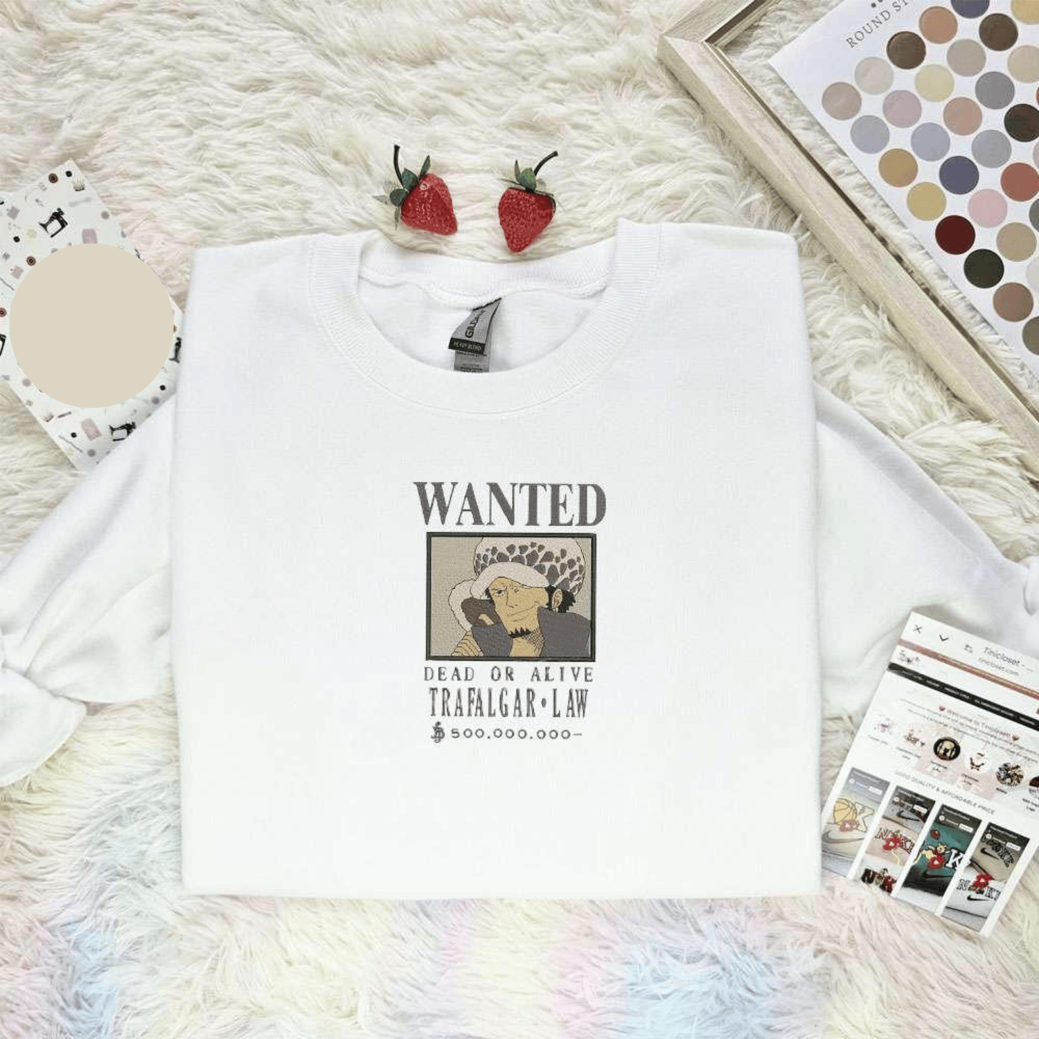 Wanted Trafalgar Law One Piece Anime Embroidered Shirt, Inspired Anime Movie, Best Gift for Anime Fans