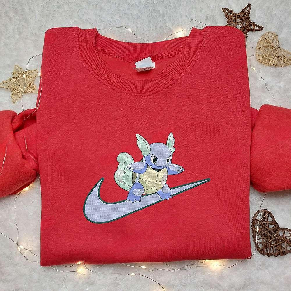 Wartortle X Nike Swoosh Anime , Anime Embroidered T-shirt Sweatshirt Hoodie, Inspired Anime Movie, Best Gift for Anime Fans