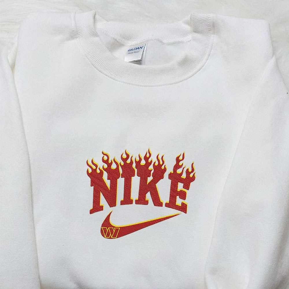 Washington Commanders x Nike Flame Embroidered Shirt NFL Sports Embroidered Hoodie Best Fandom Gift Ideas