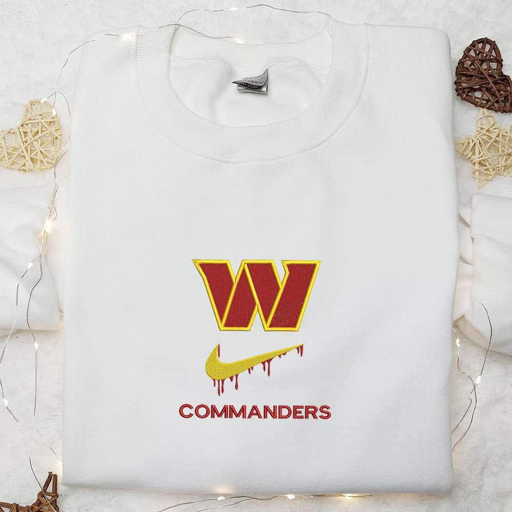 Washington Commanders x Nike Swoosh Drip Embroidered Shirt NFL Sports Embroidered Hoodie Best Gift Idea