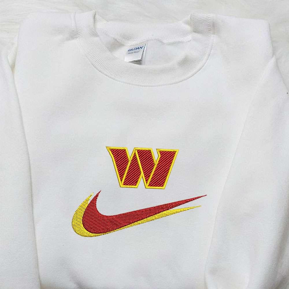 Washington Commanders x Nike Swoosh Embroidered Shirt NFL Sports Embroidered Hoodie Best Fandom Gift Ideas 1