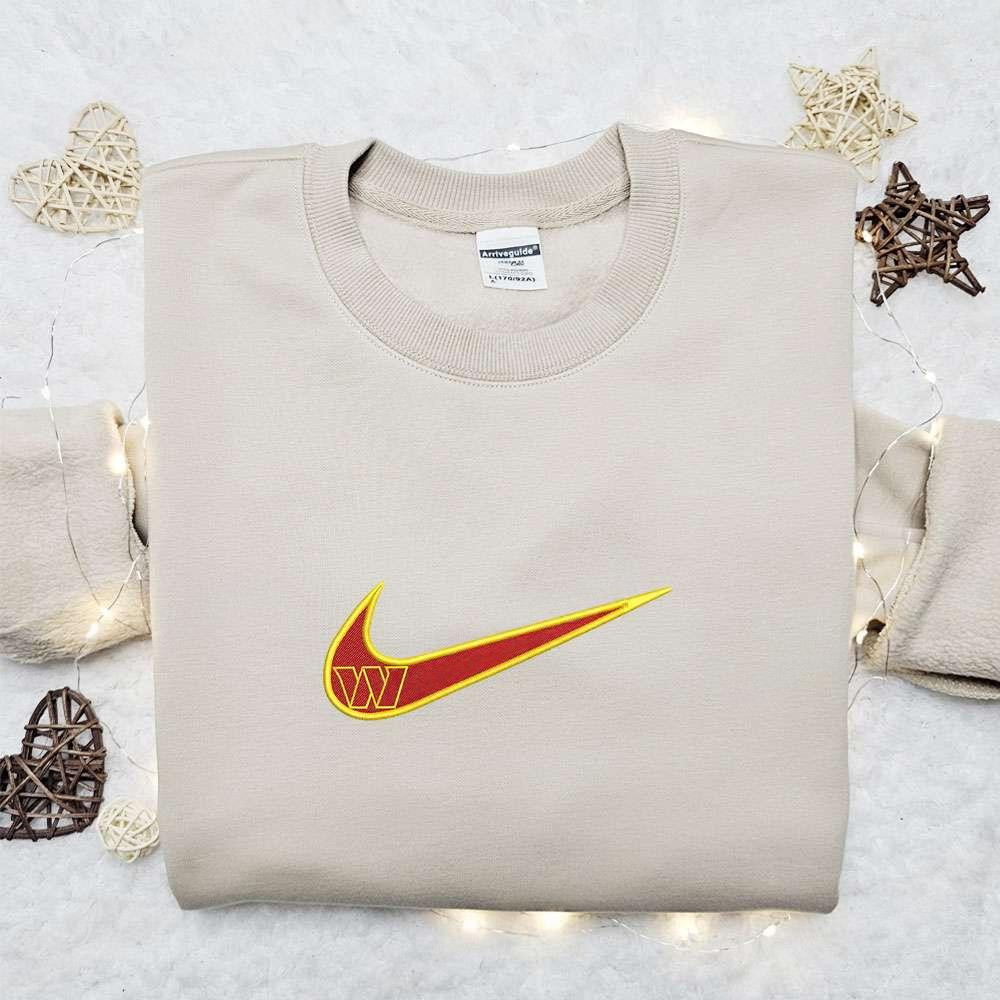 Washington Commanders x Nike Swoosh Embroidered Shirt NFL Sports Embroidered Hoodie Best Fandom Gift Ideas 1